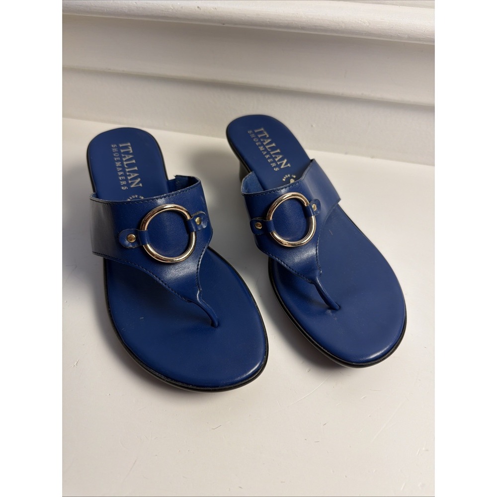 Italian Shoemakers Goal Sz 10 Cobalt Blue Wedge Sandals  Embellished